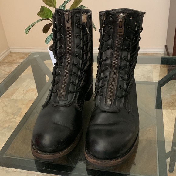 ARMORED US MILITARY BLACK LEATHER BOOTS MEN'S SIZE US 9D VINTAGE 4/70 VIETNAM - Picture 4 of 15